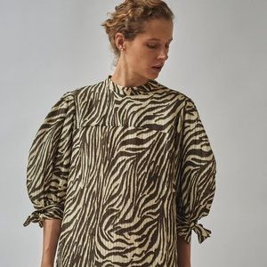 No. 6 Adelaide Dress in Coffee and Cream Zebra NWT
